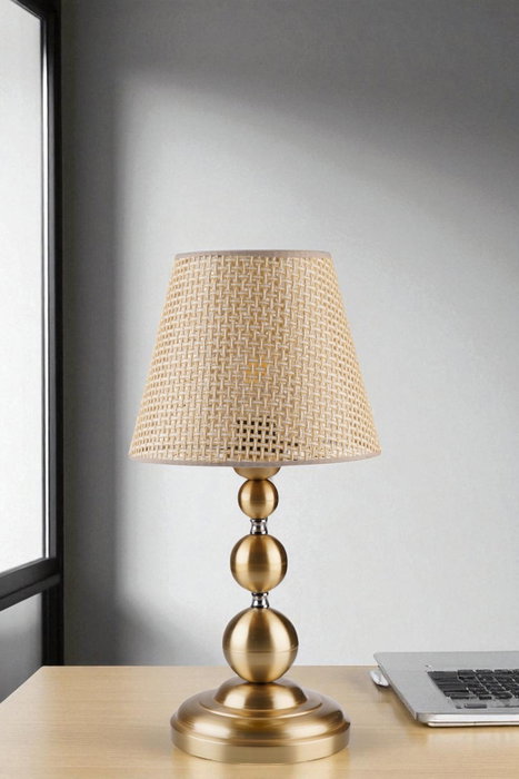 Opviq Lámpara de mesa 8908-4 Beige y Dorado